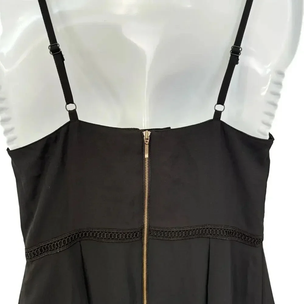New All Worthy by Hunter McGrady Chiffon Black Dress Lace Inset‎ Women's Size O